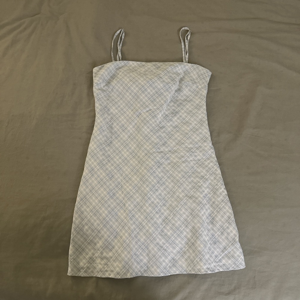 Aritzia Blue Plaid Mini Dress